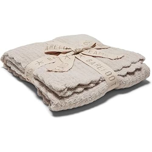 Barefoot Dreams® CozyChic® Heirloom Receiving Blanket, Stone, 30"x30"
