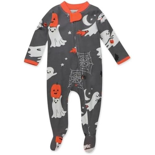 HonestBaby Baby Holiday Sleep and Play Footed Holiday Pajamas One-piece Sleeper Zip-front Organic Cotton Pjs