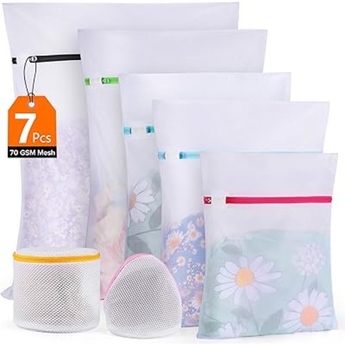 7 Pack Mesh Laundry Bags for Delicates with Premium Zipper, Lingerie Bags for Washing Delicates, Laundry Bags Mesh Wash Bags, Delicates Laundry Bag for Jeans,Blouse,Stocking,Underwear, Bra