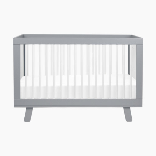 babyletto Hudson 3-in-1 Convertible Crib with Toddler Bed Conversion Kit - Grey/White