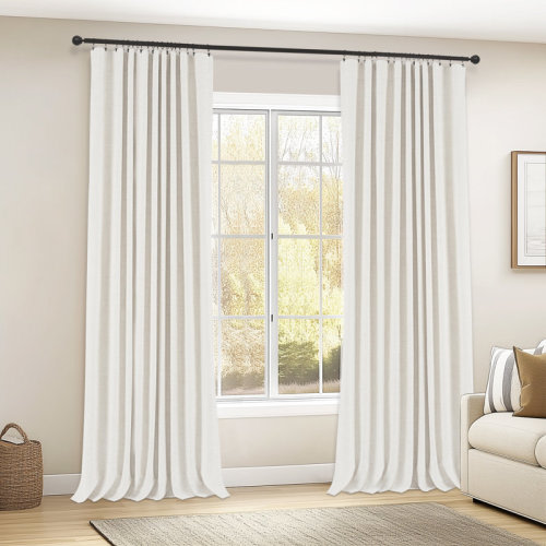 Wade Logan® Birglinde Faux Linen Textured Thermal 100% Blackout Curtains for Bedroom Living Room Rod Pocket/Ring Clips & Reviews | Wayfair