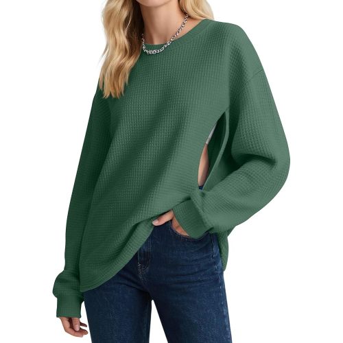 Women's Zipper Nursing Sweatshirts, Oversized Casual Waffle Knit Breastfeeding Pullover Tops Pregnancy Mama Clothes