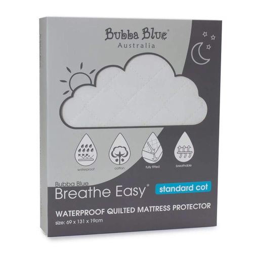 Bubba Blue Breathe Easy Waterproof Quilted Standard Cot Mattress Protector, White : Amazon.com.au: Home