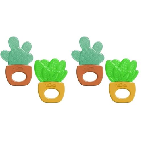 Dr. Brown's AquaCool Water-Filled Teether, Cooling Baby Teether Toy for Sore Gums, Green Cactus, BPA Free, 3m+, 4 Pack