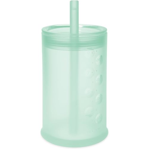 Olababy Clear View Silicone Training Cup with Straw Lid | Toddler Sippy Trainer 12mo+ | Unbreakable Water Drinking Cups for Kids 2yr+ | Baby Led Weaning & Feeding Supplies (Mint, 9 oz)