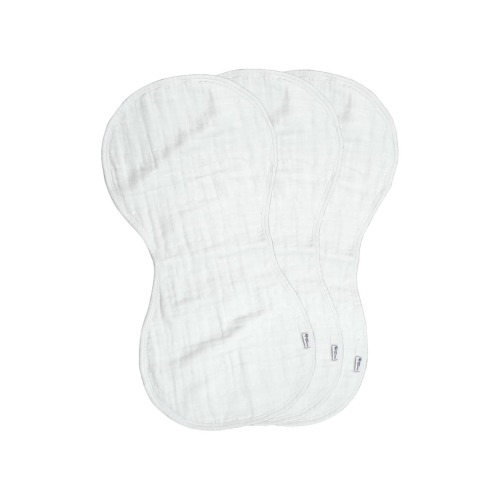 3-Pack Organic Cotton Muslin Burp Cloths (Color: White)