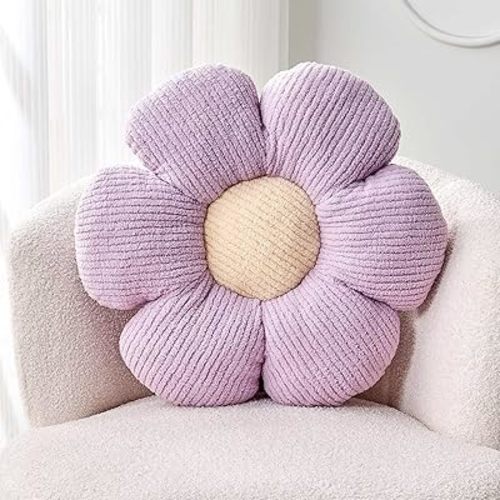 Flower Throw Pillow, Soft Lavender 14.9" Shaped Floor Pillow for Home Decor, Cute Aesthetic Plush Decorative Pillows for Bed, Sofa, Couch