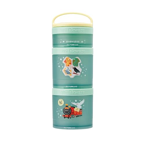 Whiskware Harry Potter Stackable Snack Containers for Babies, Kids, and Toddlers, 3 Stackable Snack Cups for School or Travel, Formula and Cupholder Friendly, Hogwarts