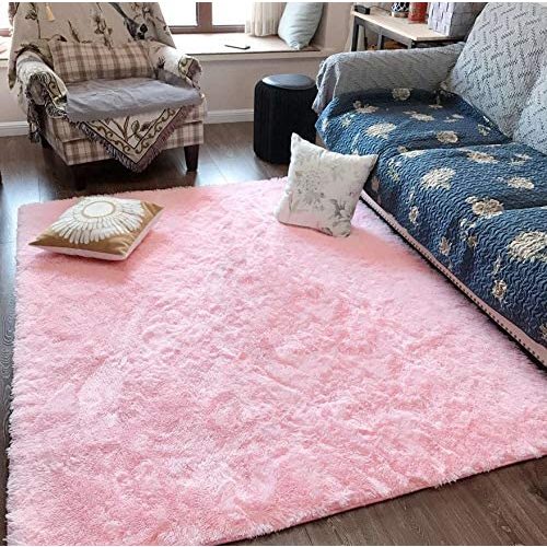 Fluffy Soft Kids Room Rug Baby | Pink | 4 x 5.9 Feet