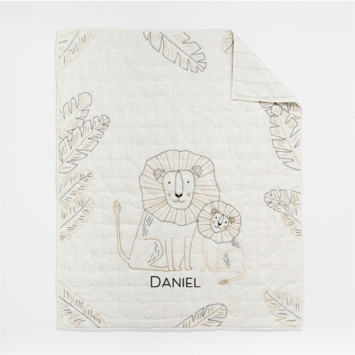Personalized Jungle Lion Organic Cotton Baby Crib Quilt