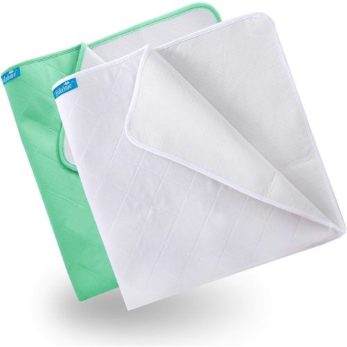 Washable Reusable Bed Pad/ Mat - 34" x 36", 2 Pack, Incontinence Underpads, Waterproof Chuck Pads, Sheet Protector with Non-slip Back for Adults, Elderly, Kids and Pets, Machine Washable