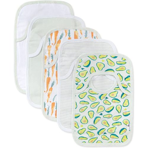 Burt's Bees Baby Bibs, Lap-Shoulder Drool Cloths, 100% Organic Cotton with Absorbent Terry Towel Backing