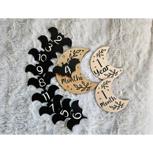 Celestial Baby Milestone Marker Photo Prop, Witchy Baby Bat, Gothic Baby Shower Gift, Bat Nursery Decor