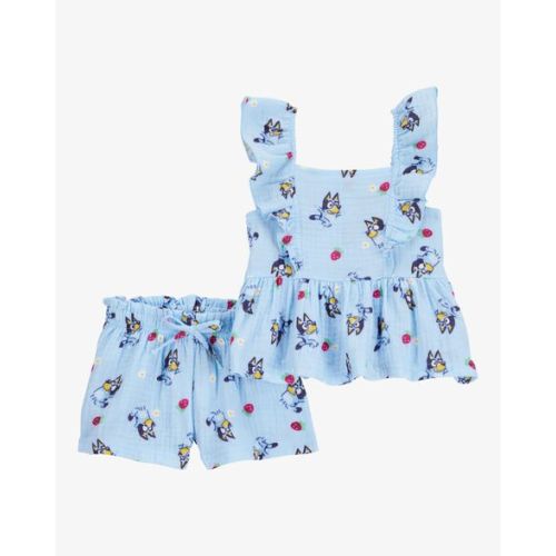Baby 2-Piece Flutter-Sleeve Gauze Bluey Top & Short Set - Blue - Carter's | Carter's