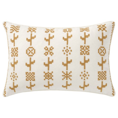 SIKELSÄCKMAL Cushion cover - yellow/white 16x23 "
