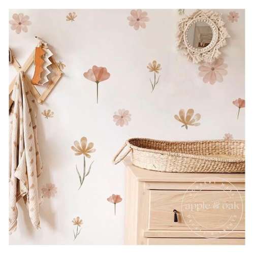 Boho Nursery FLORAL FLOWER Wall Decals | Floral Nursery Wall Decals | Boho Nursery Wall Decal Stickers | REMOVEABLE Wall Decal Stickers