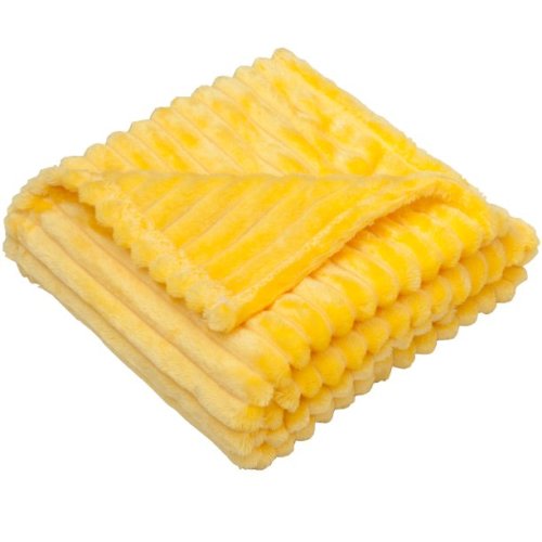 NTBAY Flannel Fuzzy Toddler Blanket, Fluffy Warm and Lightweight Reversible Stripes Design Baby Plush Blanket, 30" x 40", Yellow
