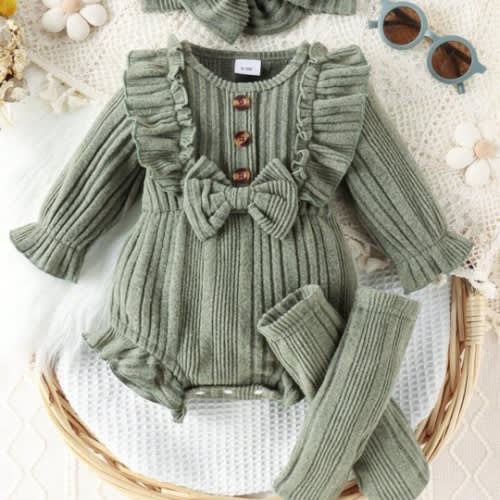 2pcs Baby Girls' Simple Solid Color Top + Headband & Socks Set, Spring And Autumn | SHEIN USA