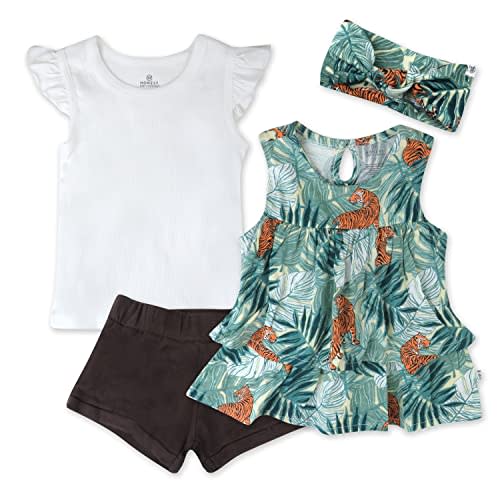 HonestBaby Fashion Outfit Sets Tops and Bottoms 100% Organic Cotton for Baby and Toddler Girls