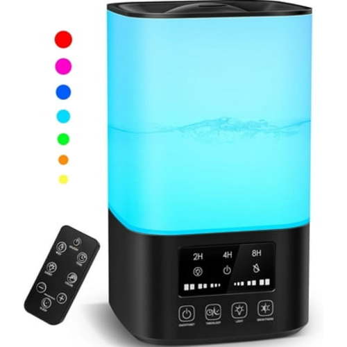 Cool Mist Humidifiers for Bedroom, Upgraded Humidifiers for Large Room Baby Home Plants, Quiet 3L Ultrasonic Air Humidifier Top Fill with Remote Control, Adjustable Nozzle, Night Light, Auto Shut off