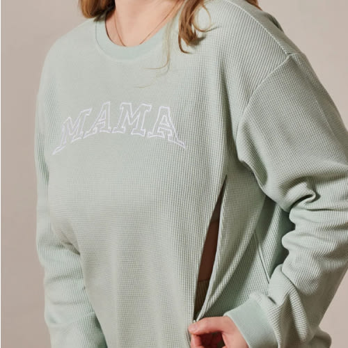 Waffle Knit Mama With Zippers Breastfeeding Sweatshirt
