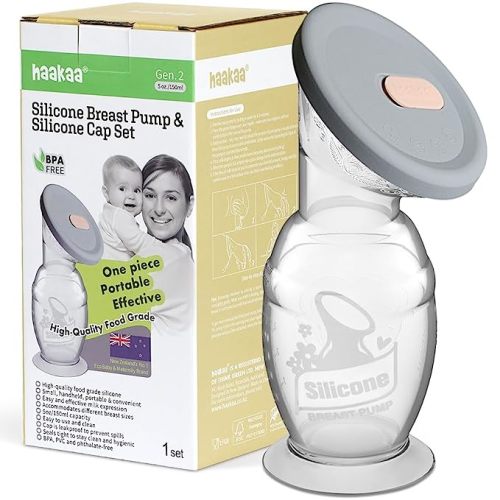 haakaa Silicone Breast Pump & Silicone Cap 5oz/150ml - 5.4 Fl Oz (Pack of 1)