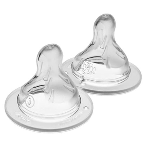 MAM Bottle Nipples Fast Flow Nipple Level 3, for 4+ Months, SkinSoft Silicone Nipples for Baby Bottles, Fits All MAM Bottles, 4 Pack