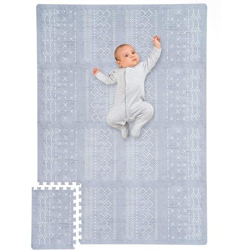 Stylish Baby Play Mat for Your Baby Boy or Girl - Large and Soft Floor Mat Creates A Safe Play Area for Little Ones - A Beautiful Playmat Made of Soft Foam Tiles Fits Nicely As A Kids Playroom Rug