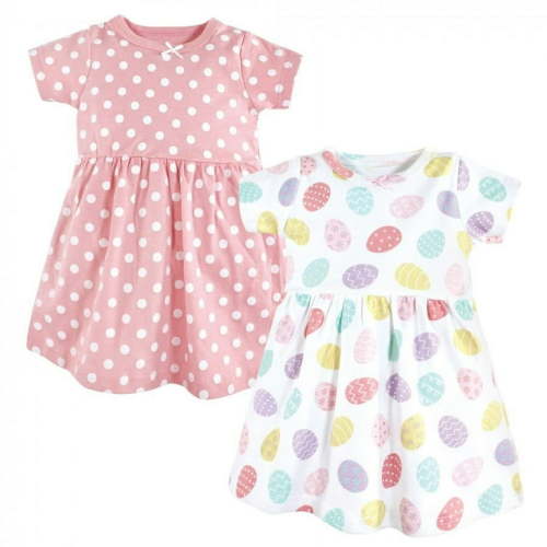 Hudson Baby Girl Cotton Dresses Easter Eggs (Infant and Toddlers), 12-18 Months