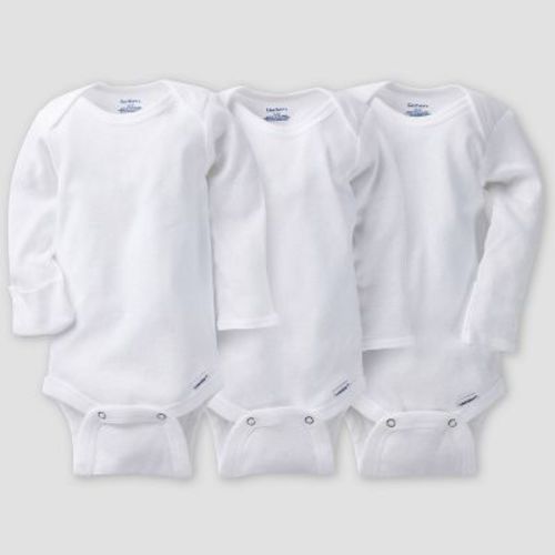 Gerber Baby 3pk Long Sleeve Bodysuit - White 0-3m