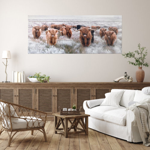 Union Rustic "Highland Herd" Photograph Print on Planked Wood Wall Art | Wayfair