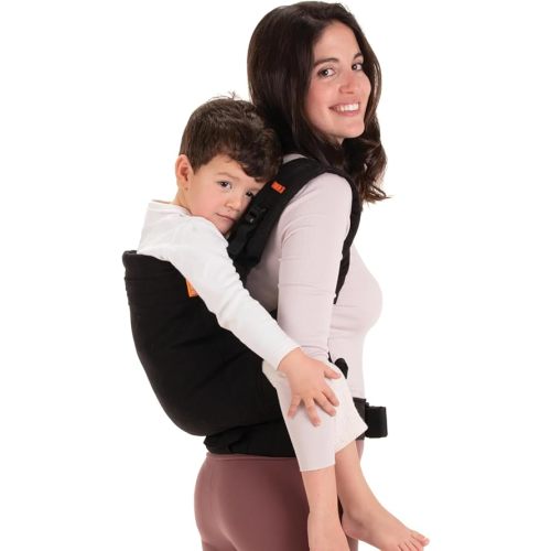 Beco Baby Carrier Toddler Carrier with Extra Wide Seat - 100% Cotton Carrying Backpack Style & Front-Carry,Lightweight & Breathable Child Carrier, Toddler Sling Carrier 20-60 lbs (Metro Black)