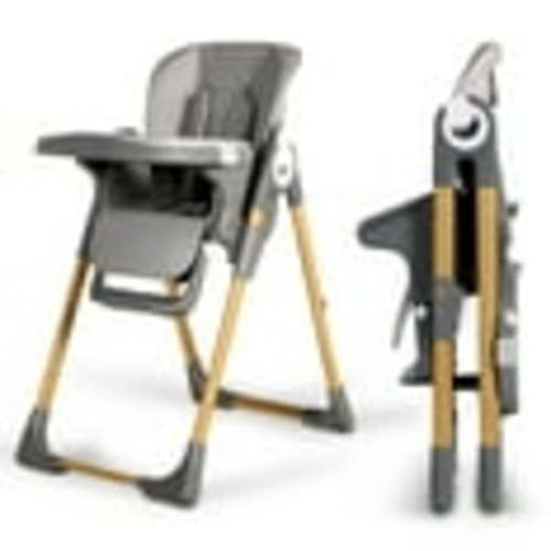 AILEEKISS Foldable High Chair for Baby, Toddler Eating Chair with Detachable Double Trays, Grey