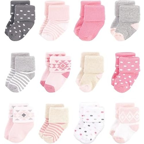 Hudson Baby Baby Girls' Cotton Rich Newborn and Terry Socks