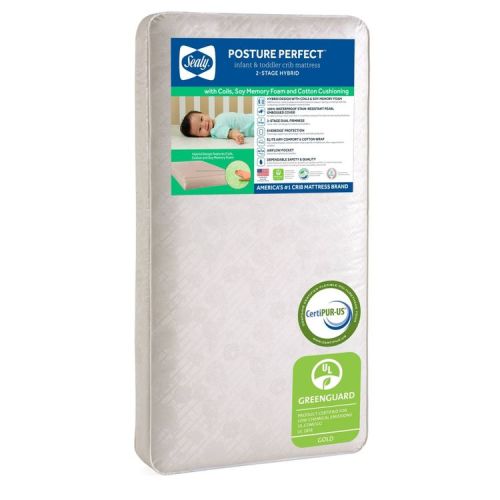 Sealy Posture Perfect 2-Stage Crib and Toddler Mattress: Firm/Soft Feel, Hypoallergenic, Waterproof Vinyl Cover