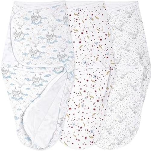 aden + anais, Cotton Knit Baby Wrap, Newborn Wearable Swaddle Blanket, 3 Pack, Multicolor Harry Potter, 0-3 Months