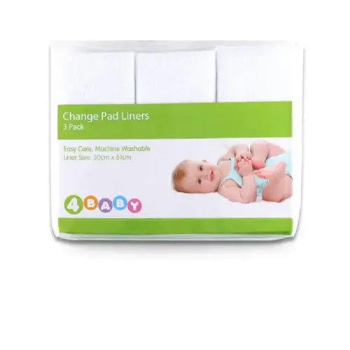4Baby Change Pad Liner White 3 Pack | Baby Bunting AU