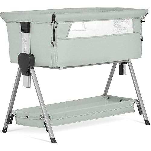 Lilly Bedside Bassinet for Baby, Lightweight and Portable Baby Bassinet, Seven Position Adjustable Height with Large Storage Area