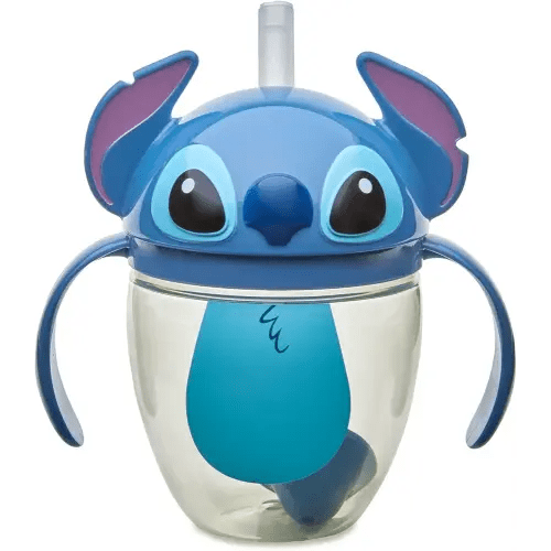 The First Years Disney Lilo & Stitch Weighted Straw Cup - Spill Proof Toddler Straw Cups with Flip Top Cover - Transition Sippy Cup - Toddler Feeding Supplies - 7 Oz - Ages 6 Months and Up