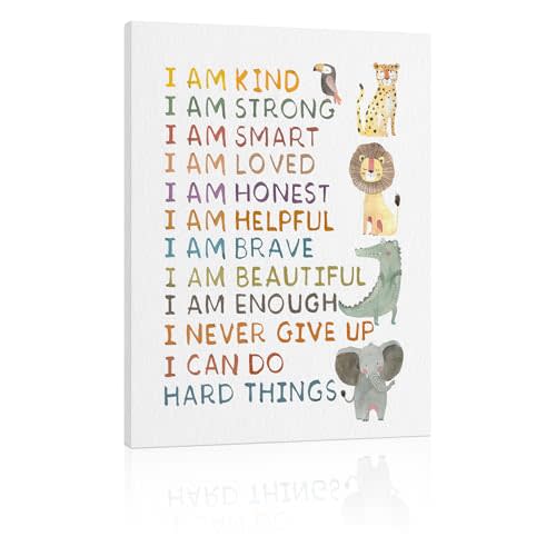 YPY Kids Room Decor Positive Affirmations Wall Decor: Animal Posters Nursery Wall Art, Girls Bedroom Classroom Room Boho Decorations for Baby Toddler Little Boy 12"x15"