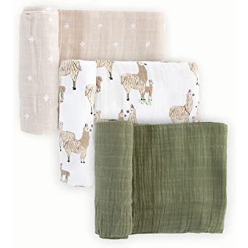 Little Unicorn – Llama Llama Cotton Muslin Swaddle Blanket Set | Set of 3 | 100% Cotton | Super Soft | Newborns and Infants | Large 47” x 47” | Machine Washable