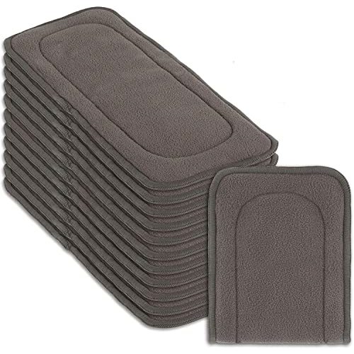 Naturally Nature Cloth Diaper Inserts, 5 Layer Rayon Fleece, Pack of 12, Resuable, Washable Inserts for Cloth Diapers, Gray Color