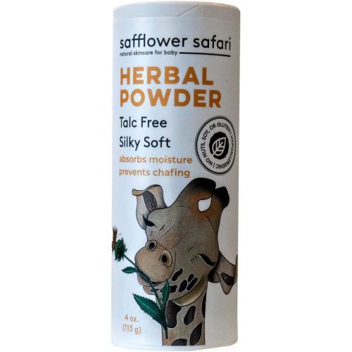 Herbal Baby Powder - All-Natural,Talc-Free Organic Arrowroot, Hypoallergenic, Vegan Made in USA by Safflower Safari