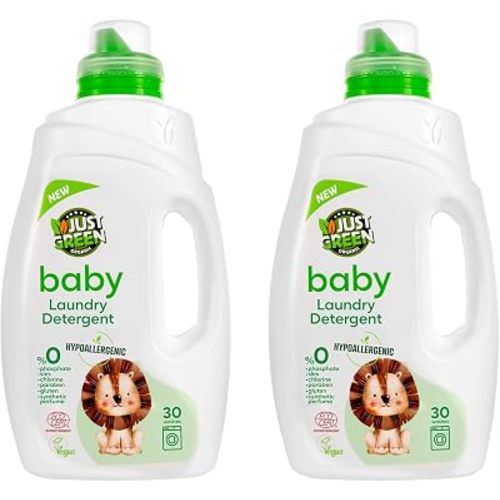 Baby Liquid Laundry Detergent, Plant-Based Laundry Soap Newborn & Infant Clothes, Hypoallergenic, Fragrance-Free, EcoCert Certified, 30 Washes, 50.7 fl oz (1500 ml) - 2 Pack