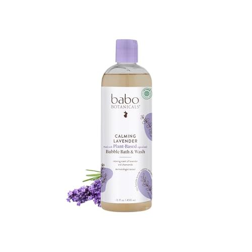 Babo Botanicals Calming Lavender 2-in-1 Bubble Bath & Wash - Relaxing Chamomile & Lavender - EWG Verified- Vegan- For all ages- Scented with Lavender Essential Oil - 1 or 2-Pack