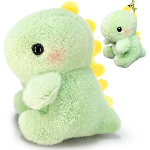 Fat Dinosaur Stuffed Animals, Dino Kawaii Plush Toy for Girls and Boys, Soft Dinosaur Plush Toys Keychain, Small Dinosaur Plushies, Mini Stuffed Animal for Kids, Goodie Bag Stuffers (Light Green)