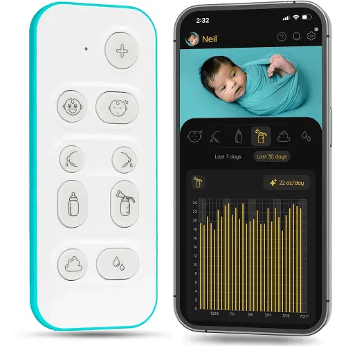 Nubo One-Touch Baby Tracker - Smart Baby Monitor for Tracking Sleep, Diaper, & Feeding - Mobile App