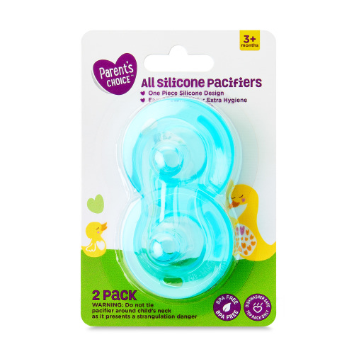 Parent's Choice All Silicone Pacifier, 3 Months+, Unisex, 2-Pack