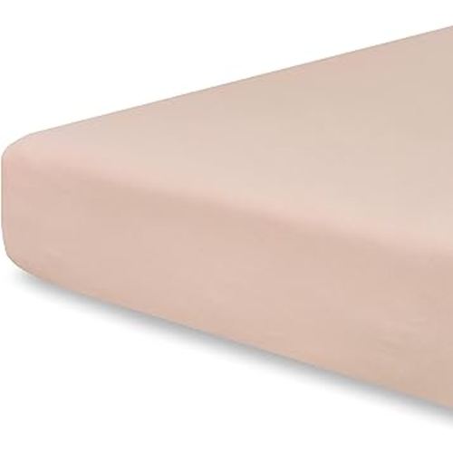 Pobibaby - Single Solid Premium Fitted Baby Crib Sheets for Standard Crib Mattress - Ultra-Soft Cotton Blend, Safe and Snug, and Stylish Solid Crib Sheet (Pink Beige)