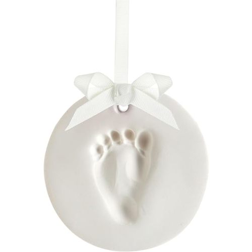 Tiny Ideas DIY No Mess Hanging Christmas Ornament Keepsake Kit, Baby Hand and Footprint Keepsake, Classic Nursery Decor, Ideal Gender Neutral Gift, Baby's First Christmas, White